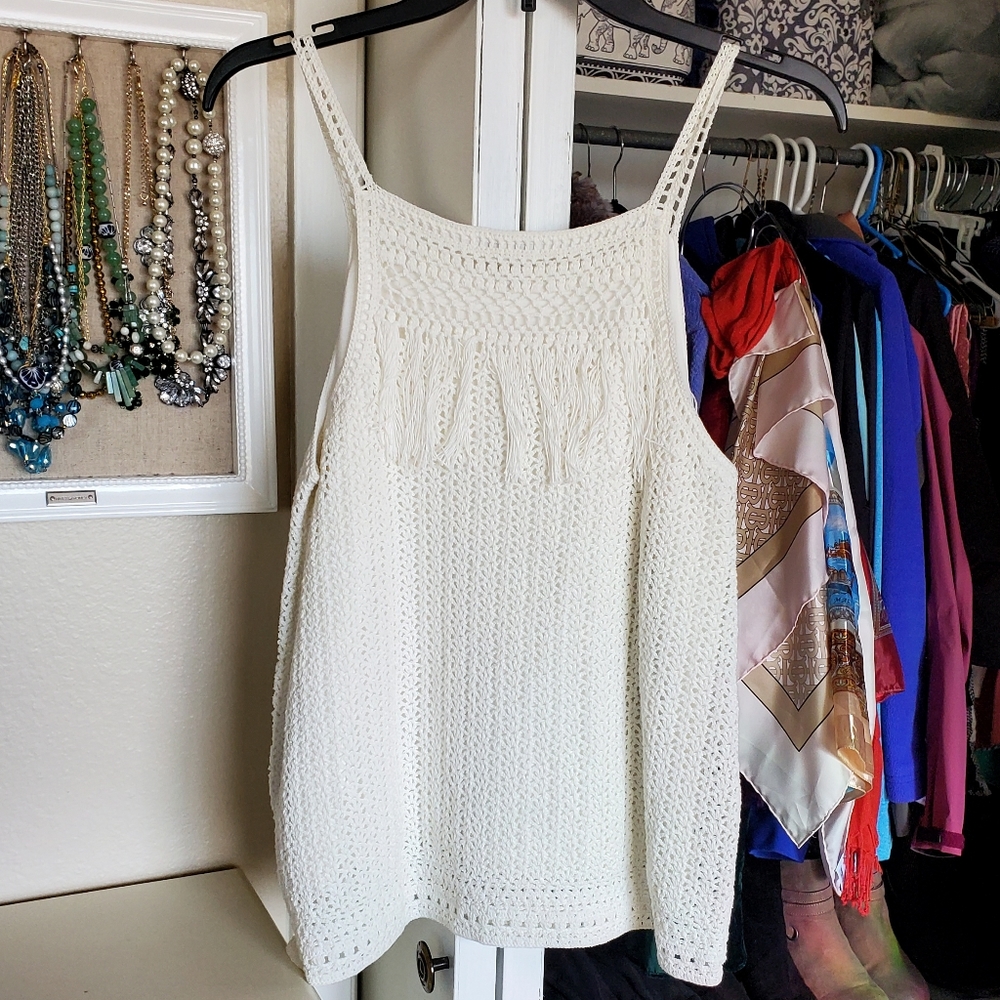 White braided tank top